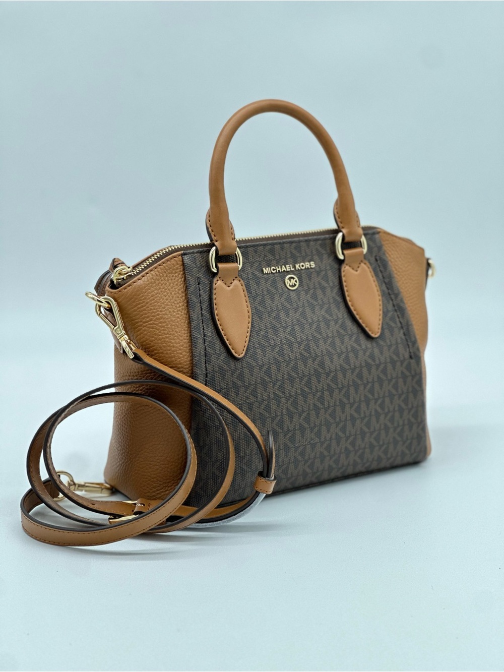 Michael Kors Brown and Tan Signature Dome Satchel - Picture 11 of 11